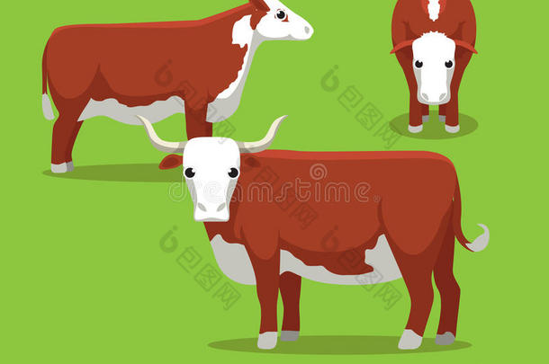 奶牛赫里福种的食用牛漫画矢量说明