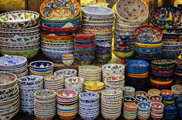 制陶术商店在宏大的街市采用伊斯坦布尔