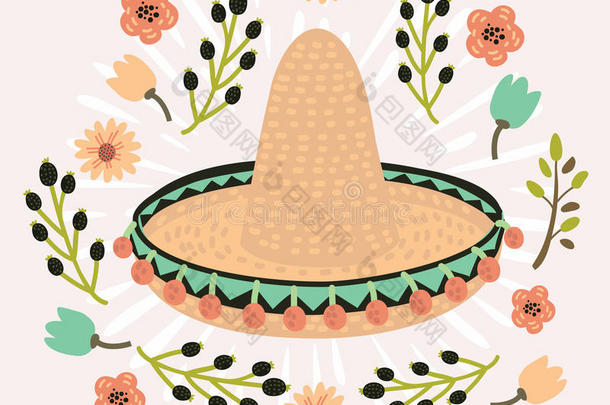 墨西哥人帽子,宽边帽,墨西哥人帽子隔离的,墨西哥人帽子矢量