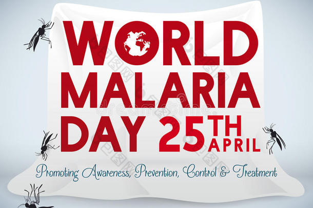 海报为世界疟疾一天庆祝和蚊子网,vect