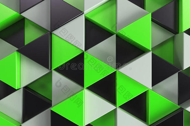 模式关于黑的,白色的和绿色的三角<strong>形棱</strong>柱体