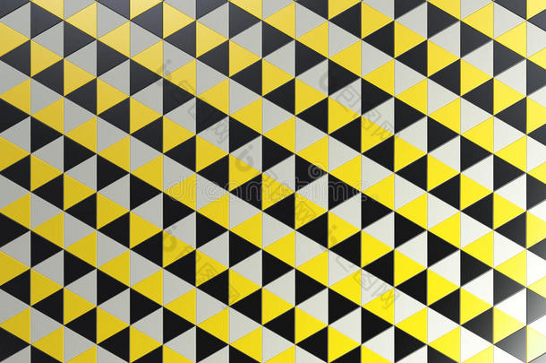 模式关于黑的,白色的和黄色的三角<strong>形棱</strong>柱体