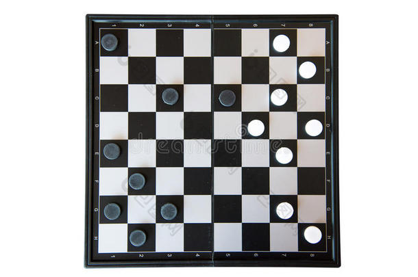 方格图<strong>案板</strong>和西洋跳棋游戏向白色的背景