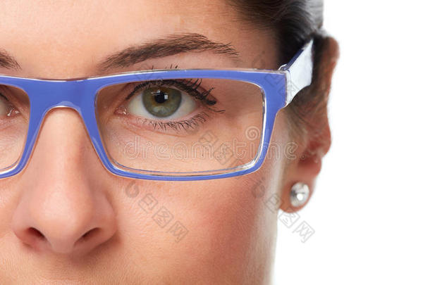 女人眼睛和眼镜.