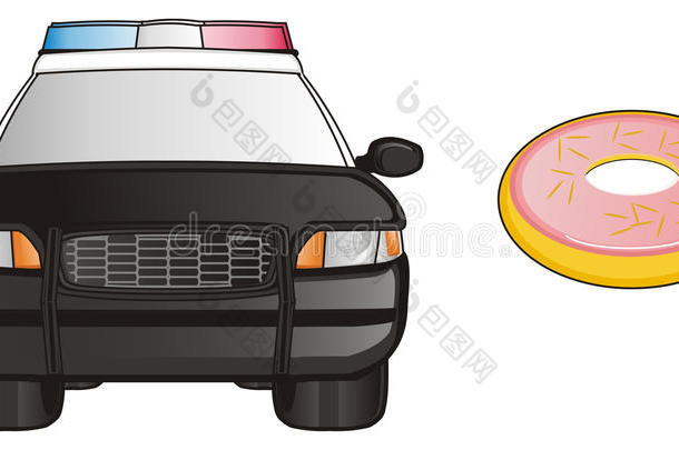 警察部门汽车和食物