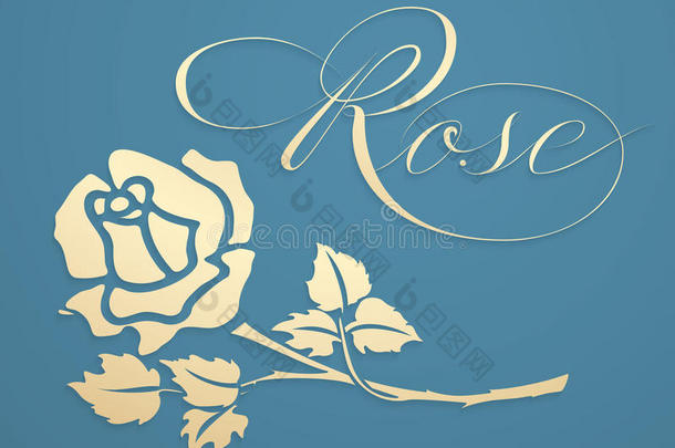 矢量优美的金色的玫瑰图解的元素和玫瑰字体.