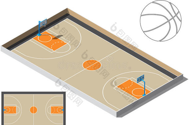 篮球法院等距.篮球球轮廓