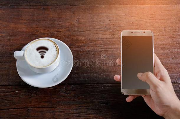咖啡豆杯子WirelessFidelity基于IEEE802.11b标准的无线局域网和好的早晨