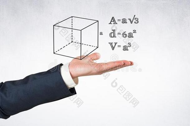 数字的混合成的影像关于商人的手和公式和