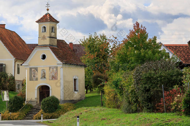 老的教堂采用奥地利人村民彭多夫.施泰尔马克州,奥地利.