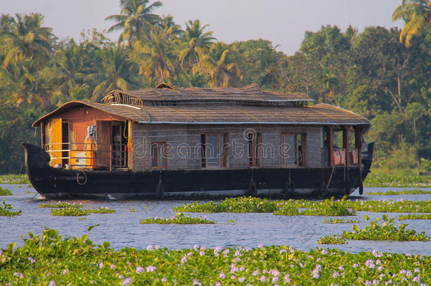 小船房屋在库马拉克姆,喀拉拉邦