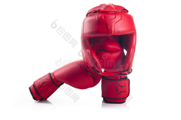 红色的拳击上端警卫和一p一ir关于红色的拳击拳击<strong>手套</strong>
