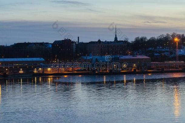 全景画关于芬兰首都赫尔辛基城市海港