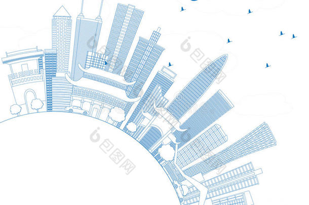 梗概<strong>深圳</strong>地平线和蓝色建筑物和复制品空间.