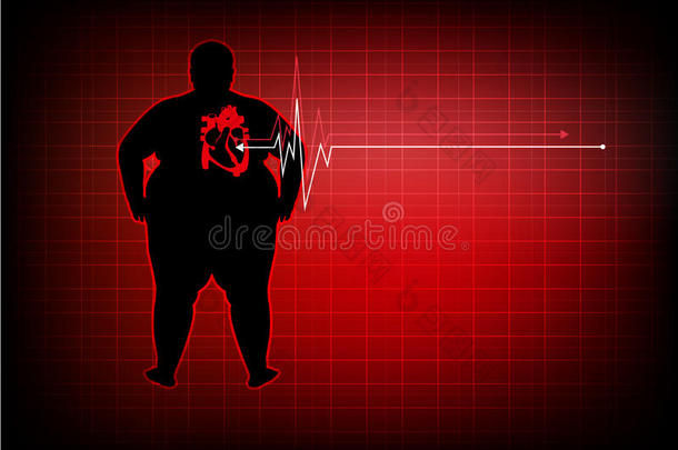 肥的人和心疾病抽象的背景