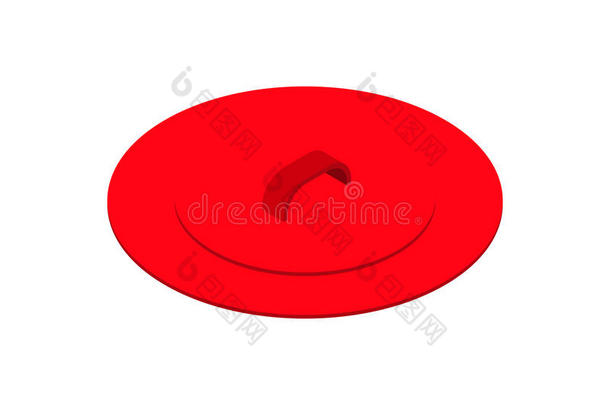 红色的长柄而有盖子的深平底<strong>锅盖</strong>子隔离的等大的.器具向白色的后座