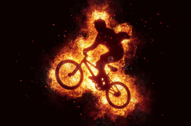燃烧的自行车bicyclemotorcross双轮<strong>摩托车</strong>越野赛自行车r比基尼火<strong>火焰</strong>