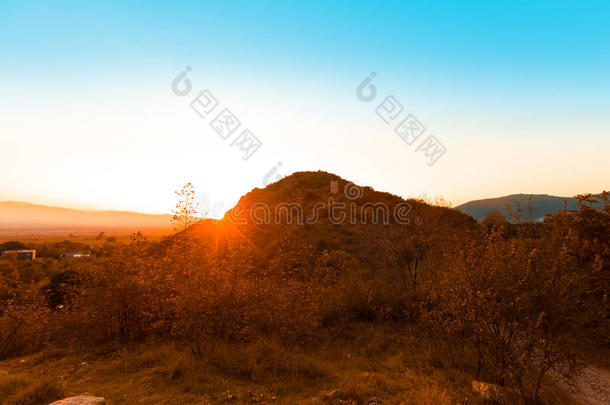 美丽的秋日落山风景采用卡赫蒂.美国佐治亚州.