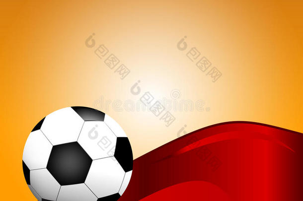 足球,足球球向红色的背景和空间为你的文本