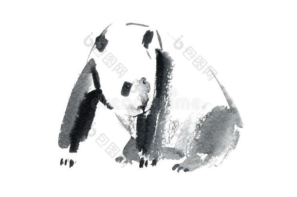 明信片和熊猫.招呼卡片和动物.