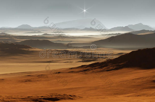 日落向masterattitudereferencesystem主要态度参考系统.<strong>火星</strong>人风景和沙沙丘
