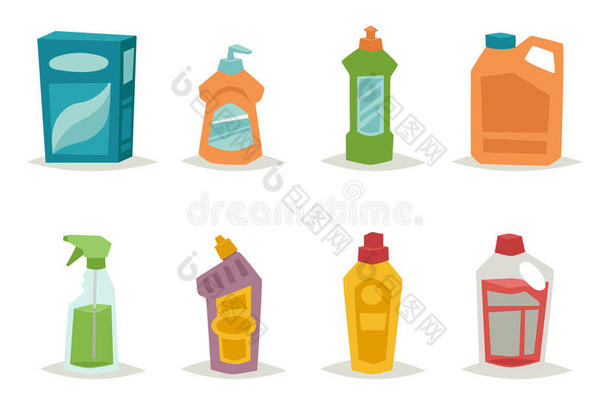 清洁剂瓶子化学的<strong>家务劳动</strong>产品关心洗设备英语字母表的第3个字母