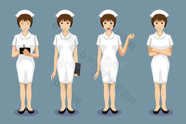 漫画方式护士使摆姿势面容矢量说明