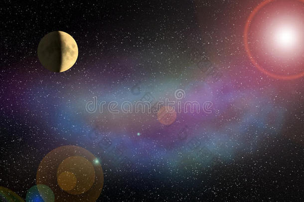 星云月亮和使闪光关于指已提到的人行星采用指已提到的人空间