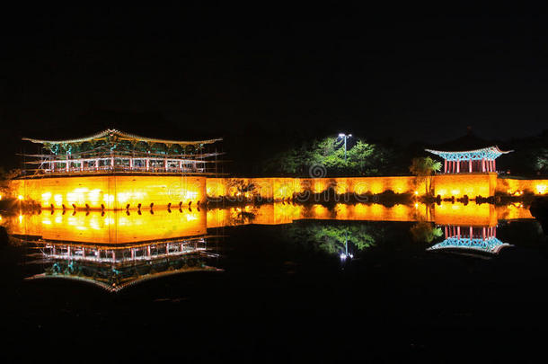 朝鲜庆州东公宫和沃尔吉池塘或阿纳普吉池塘