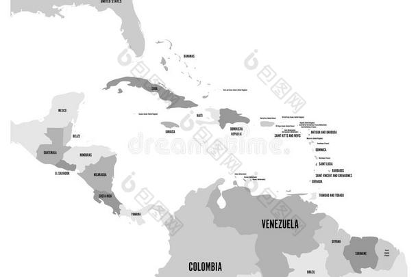 中央的美洲和卡里本国<strong>家政</strong>治的地图采用num.四遮阳
