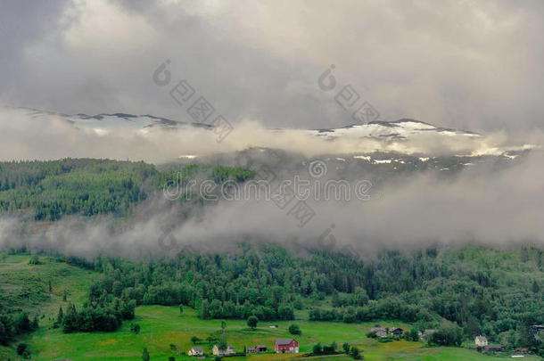 美丽的风景和风景看法关于挪威,绿色的风景关于