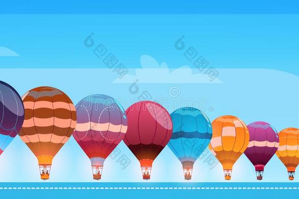 富有色彩的天空气球飞行的采用一<strong>天天</strong>横幅