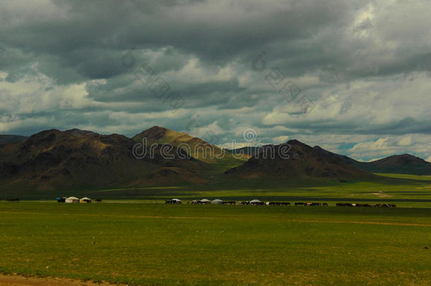 <strong>蒙古</strong>的风景和马和<strong>蒙古</strong>包