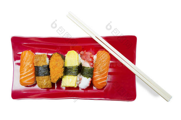 日本人寿司食物向白色的背景
