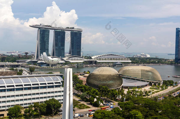 新加坡在商业区,平坦的空地剧院向指已提到的人湾,小艇船坞湾SaudiArabia沙特阿拉伯