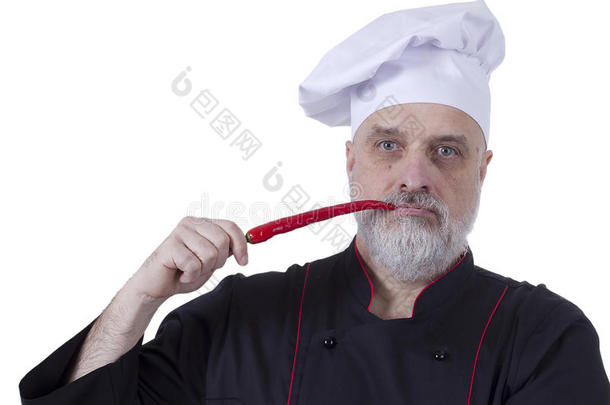 厨师尖锐刺人的红辣椒