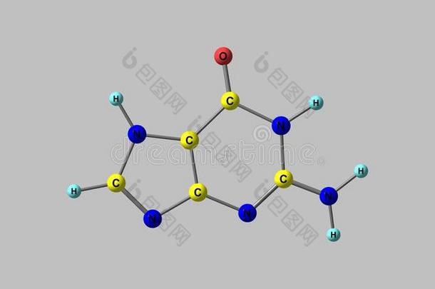 鸟嘌呤分子的<strong>结构</strong>隔离的向灰色的