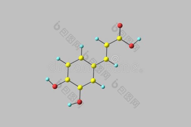 咖啡的酸味的分子的结构隔离的向灰色的