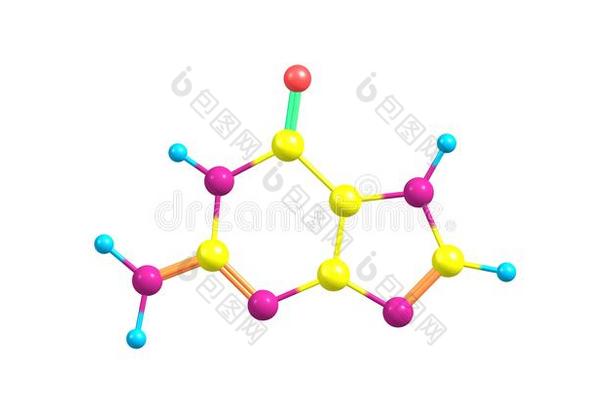 鸟嘌呤分子的<strong>结构</strong>隔离的向白色的