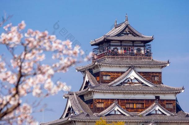 广岛城堡在的时候樱桃花季节