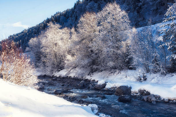 自然景色冬风景河.
