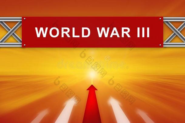 红色的矢和世界战争num.罗马数字3向红色的路符号