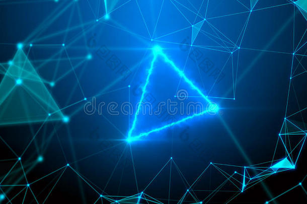 蓝色丛和闪电般的抽象的科技和工程波黑