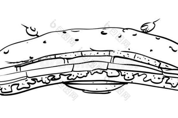 漫画影像关于巨大的三明治
