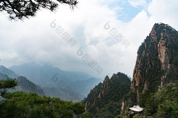 风景关于黄山山黄色的山,安徽,中国