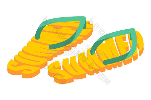 夏和拖鞋字体.海鞋子凸版印刷术