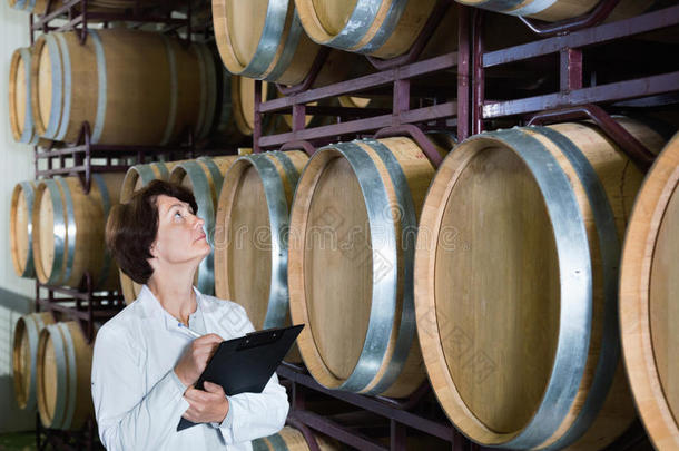专家仔细检查设备在葡萄酒酿造厂
