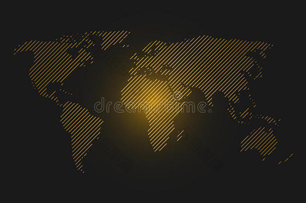有条纹的世界地图.桔子带路光未来的设计向黑暗的波黑