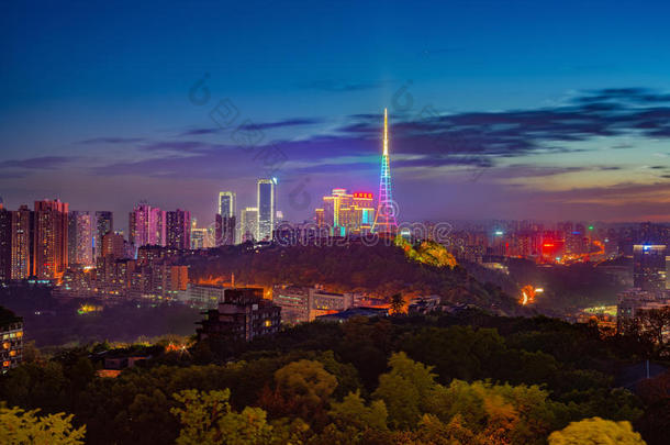 重庆城市夜地平线