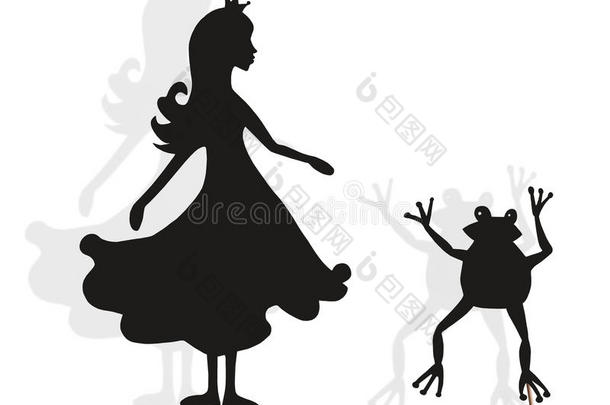 公主和青蛙阴影木偶向白色的